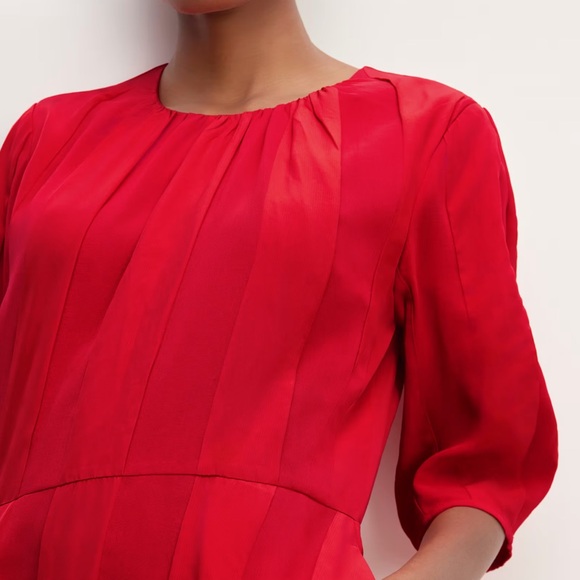 Everlane Red The City Stripe Ruched Dress - Picture 2 of 15